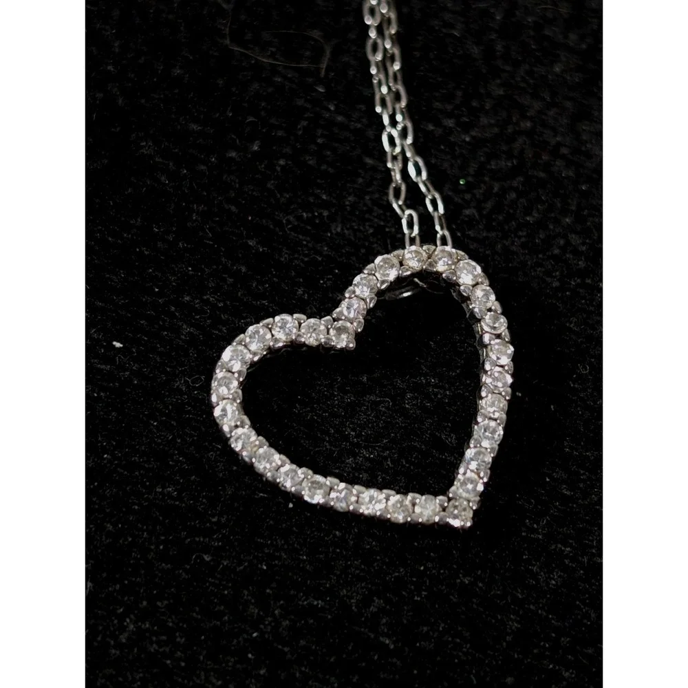 Ross Simons Sterling Silver 925 CZ Open Heart Necklace 20 inch